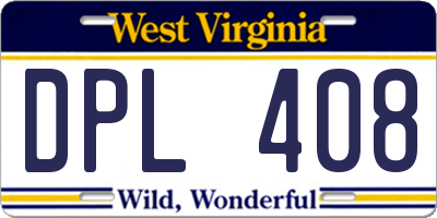 WV license plate DPL408