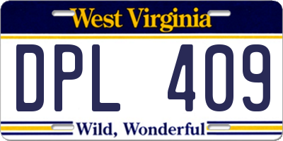 WV license plate DPL409