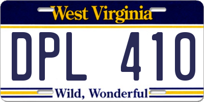 WV license plate DPL410