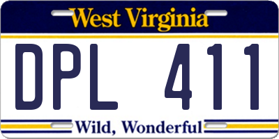WV license plate DPL411