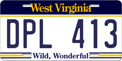 WV license plate DPL413