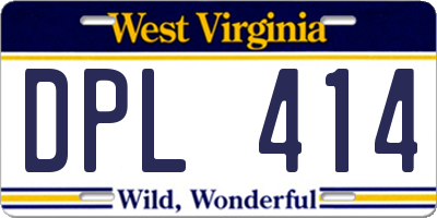 WV license plate DPL414