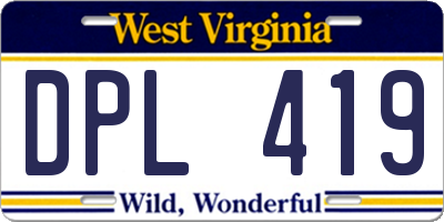 WV license plate DPL419