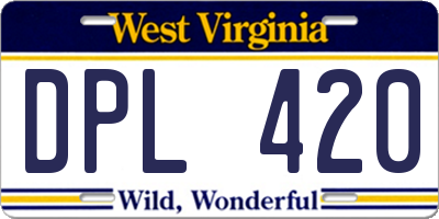WV license plate DPL420