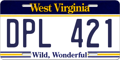 WV license plate DPL421