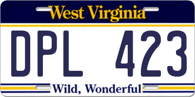 WV license plate DPL423