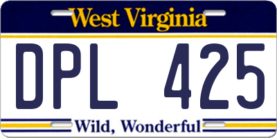 WV license plate DPL425