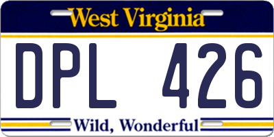 WV license plate DPL426