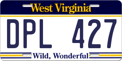 WV license plate DPL427