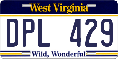 WV license plate DPL429