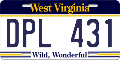 WV license plate DPL431