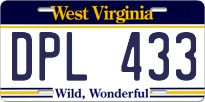 WV license plate DPL433