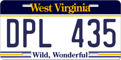 WV license plate DPL435