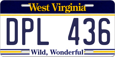 WV license plate DPL436