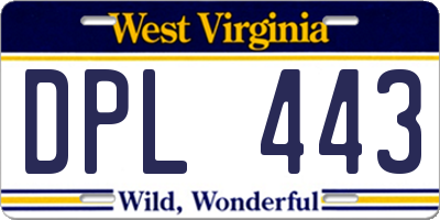 WV license plate DPL443