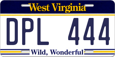 WV license plate DPL444