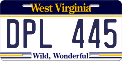 WV license plate DPL445