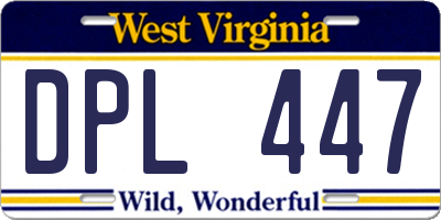 WV license plate DPL447