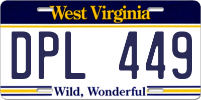 WV license plate DPL449