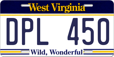 WV license plate DPL450