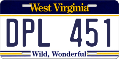 WV license plate DPL451