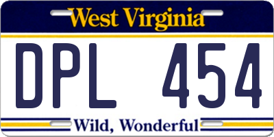 WV license plate DPL454