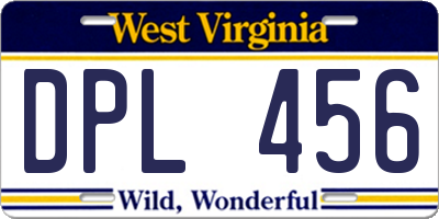 WV license plate DPL456