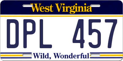 WV license plate DPL457
