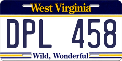 WV license plate DPL458