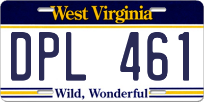 WV license plate DPL461