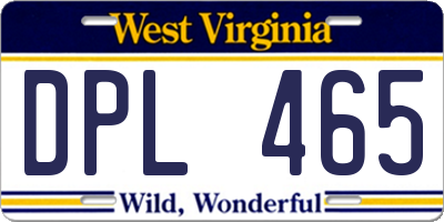 WV license plate DPL465