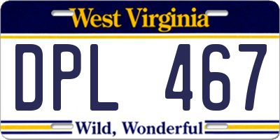 WV license plate DPL467