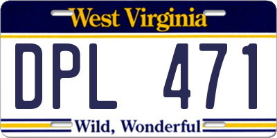 WV license plate DPL471