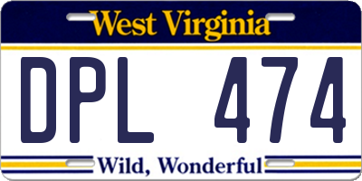 WV license plate DPL474