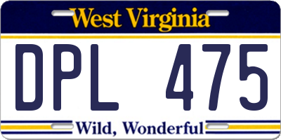 WV license plate DPL475