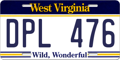 WV license plate DPL476