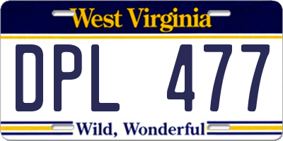 WV license plate DPL477