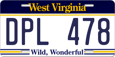 WV license plate DPL478