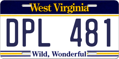WV license plate DPL481