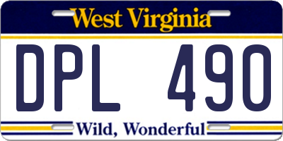 WV license plate DPL490