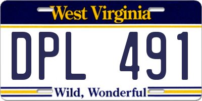 WV license plate DPL491