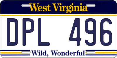 WV license plate DPL496