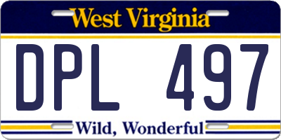 WV license plate DPL497