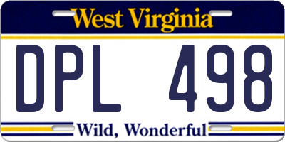 WV license plate DPL498