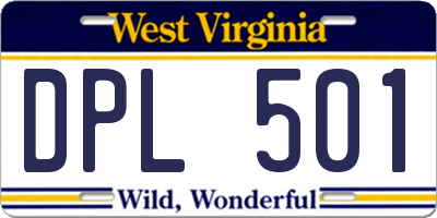 WV license plate DPL501