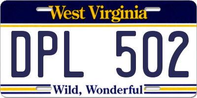 WV license plate DPL502