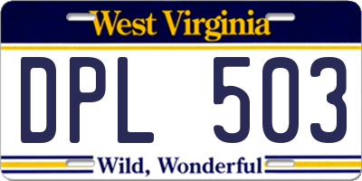 WV license plate DPL503