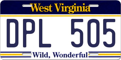 WV license plate DPL505