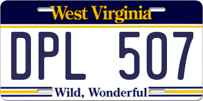 WV license plate DPL507