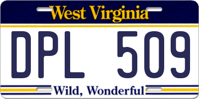 WV license plate DPL509